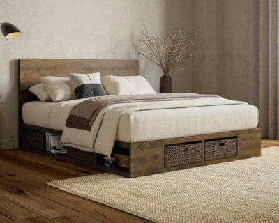 Carson Wooden Platform Bed Frame with headboard