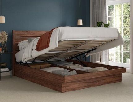 Lodge Platform Ottoman Bed Frame in walnut