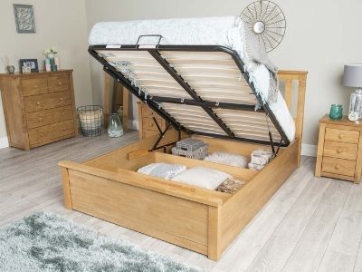 chester wooden ottoman bed in oak