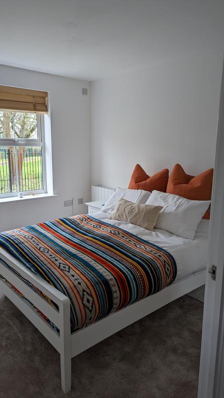 Woodstock Wooden Bed in white colour double size