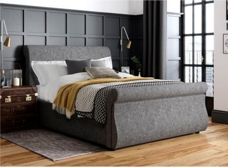 Detroit Upholstered Sleigh Bed Frame grey fabric