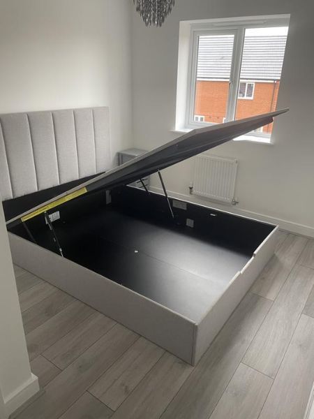 Ealing Ottoman Bed Frame in double size lifted up