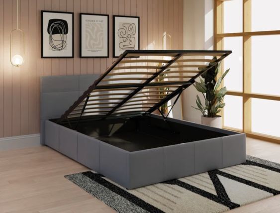 Beaird Upholstered Ottoman Bed in grey