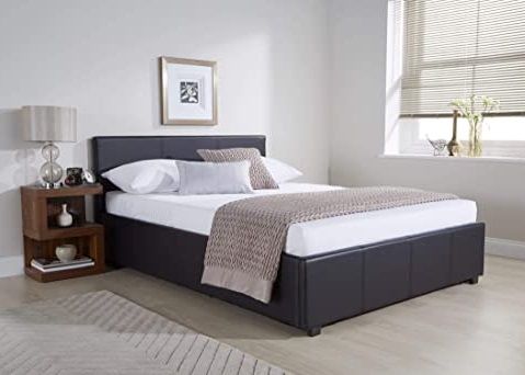 GFW Leather Classic Upholstered Ottoman Storage Bed With Gas Side Lift & Under Bed Storage