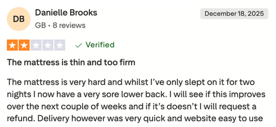 simba mattress negative review