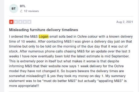 logan sofa bed marks and spencer customer review