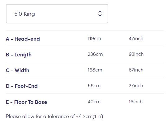 sleigh bed dimensions