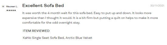 Kahlo Sofa Bed positive customer review