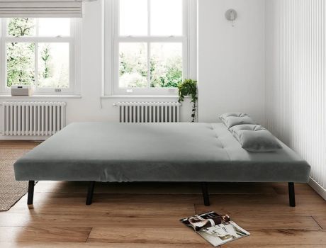 Phoebe Velvet Double Sofa Bed in grey