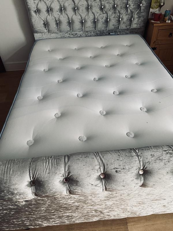 Revived Marina Pocket Sprung Mattress with crushed velvet sleigh bed