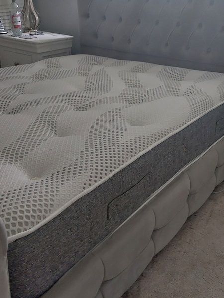 British Bed Company Cotton Pocket 1400 Chenille Pocket Sprung Mattress on grey divan bed
