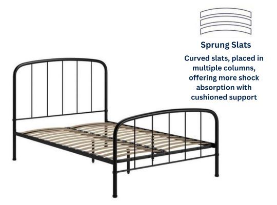 metal bed with sprung slats