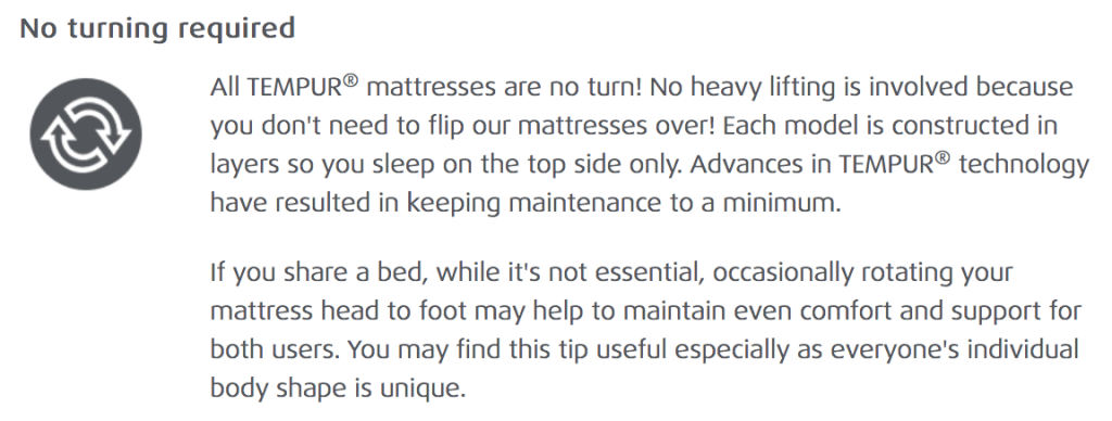 tempur mattress sagging care instructions