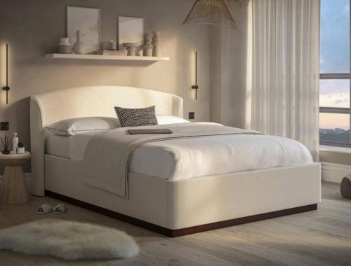 House Beautiful Chloe Boucle Ottoman Bed Frame