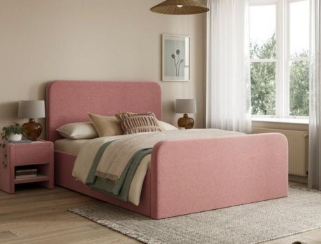 House Beautiful Margot Bouclé Bed Frame pink