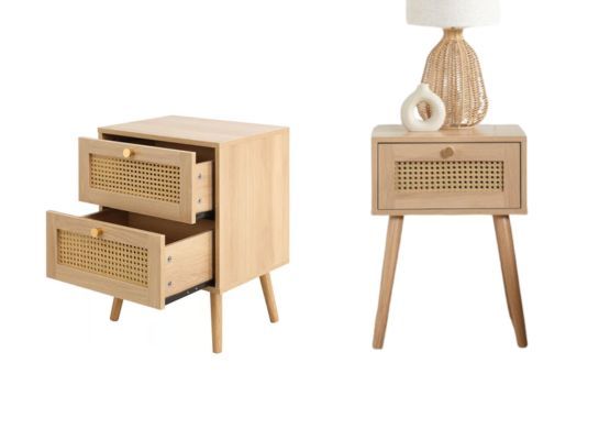 rattan bedside table