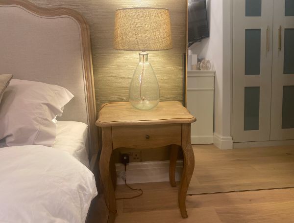 sienna bed and bedside table