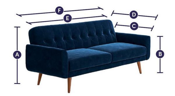 Gallway 3-Seater Clic-Clac Sofa Bed dimensions in cm