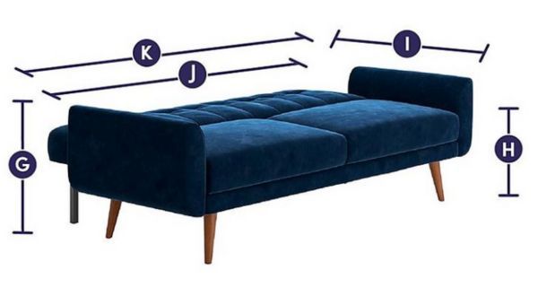 Gallway 3-Seater Clic-Clac Sofa Bed open dimensions