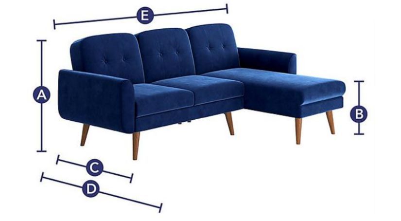 Gallway 3-Seater Corner Clic-Clac Sofa Bed closed dimensions