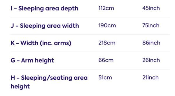 dimensions of sofa