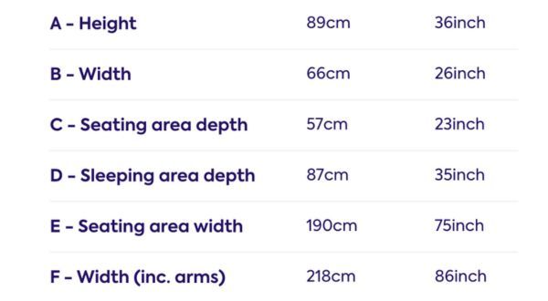 gallway size in cm and inches