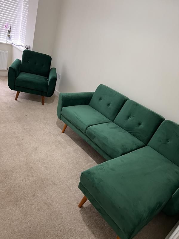 Gallway 3-Seater Corner Clic-Clac Sofa Bed in green colour