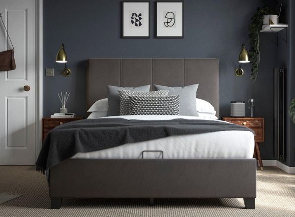 Francesca Upholstered Ottoman Bed Frame in dark grey