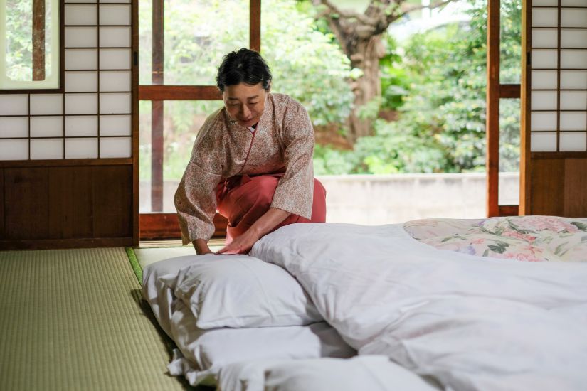 japanese futon mattress on floor